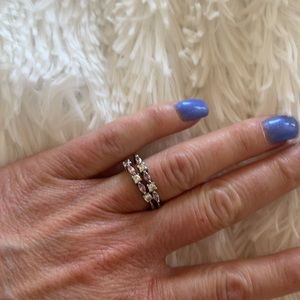 Rings 2 stackable pink and clear stones not diamonds 2 bands size 7